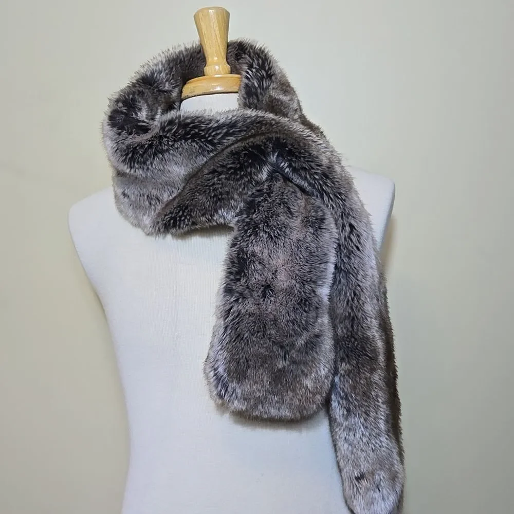 Faux Fur Stole‎ Scarf Holiday Restoration Hardware Brown Gray